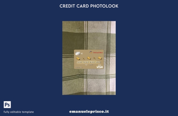 modello frontale photolook con carta visto bancario Albania Procredit in stile v